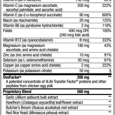 Cardio supplement facts