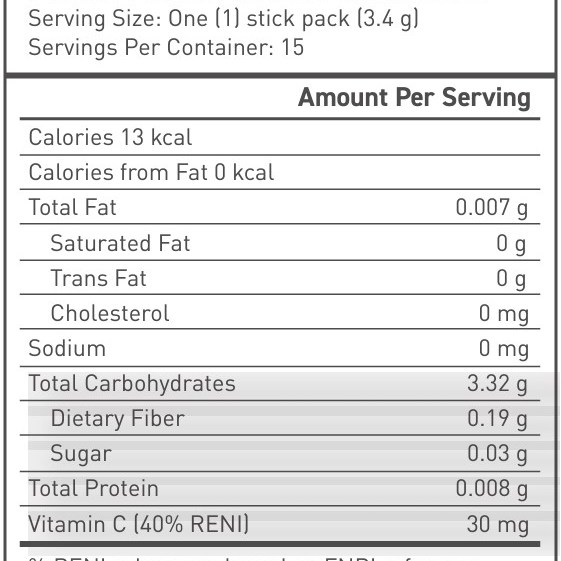 4Life Aloe vera stix nutritional facts