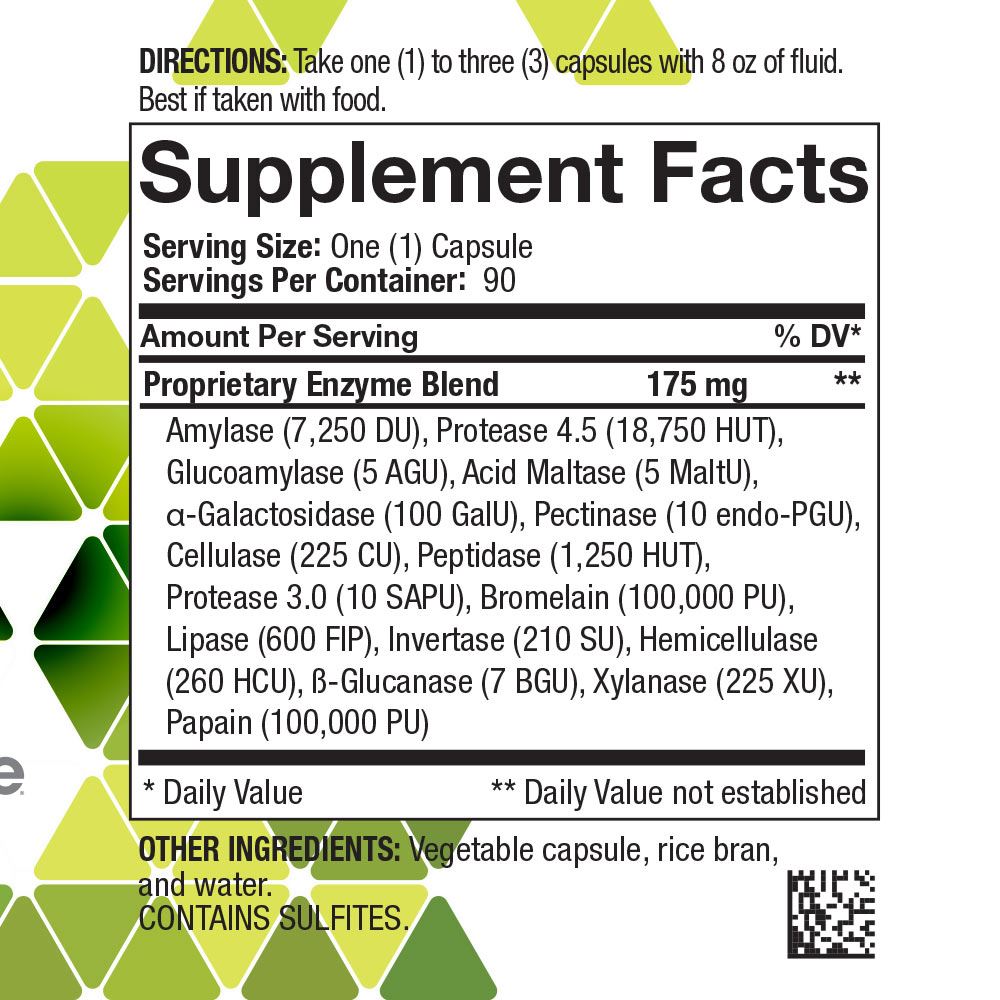 Supplement facts Digestive Enzymes