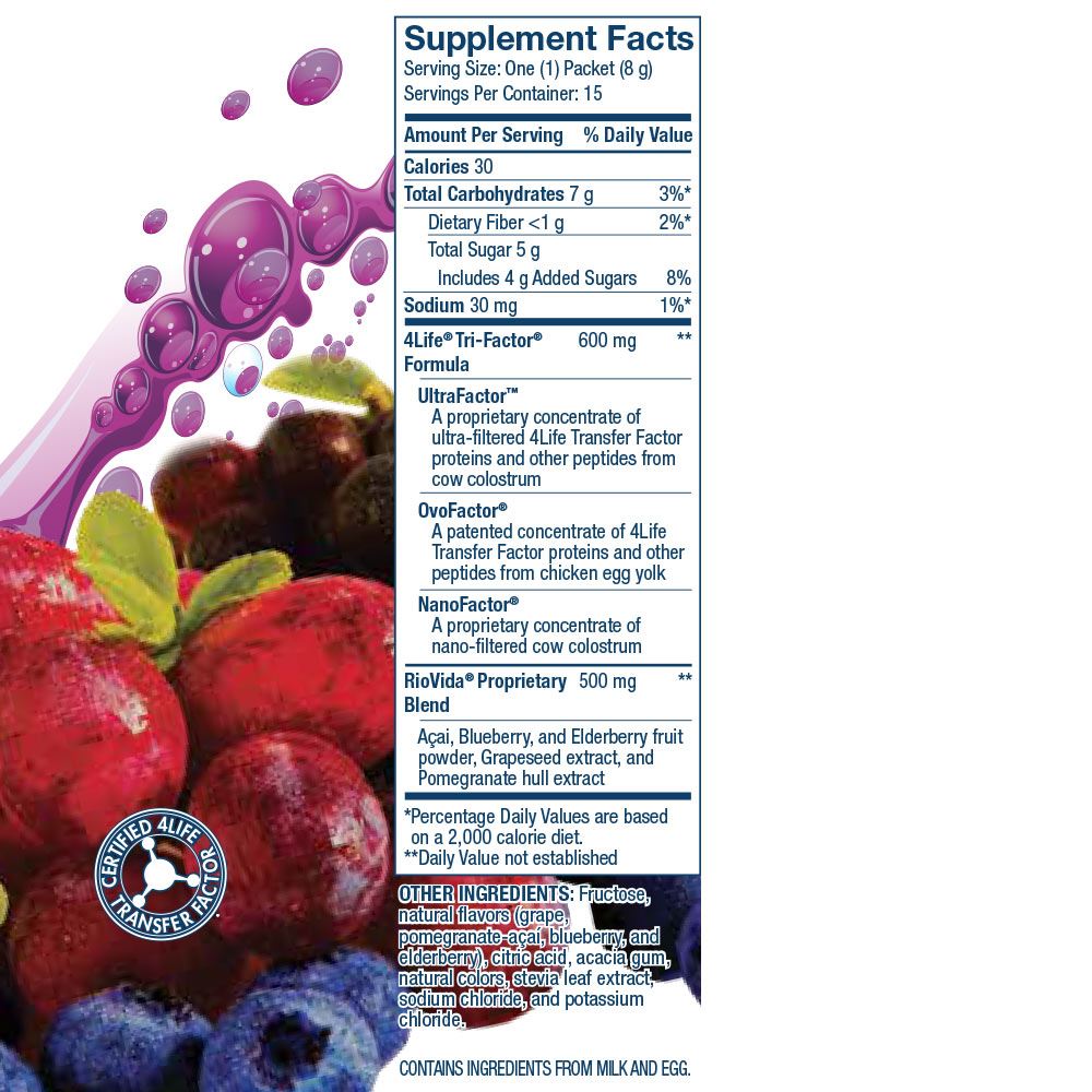 Supplement facts riovida stix