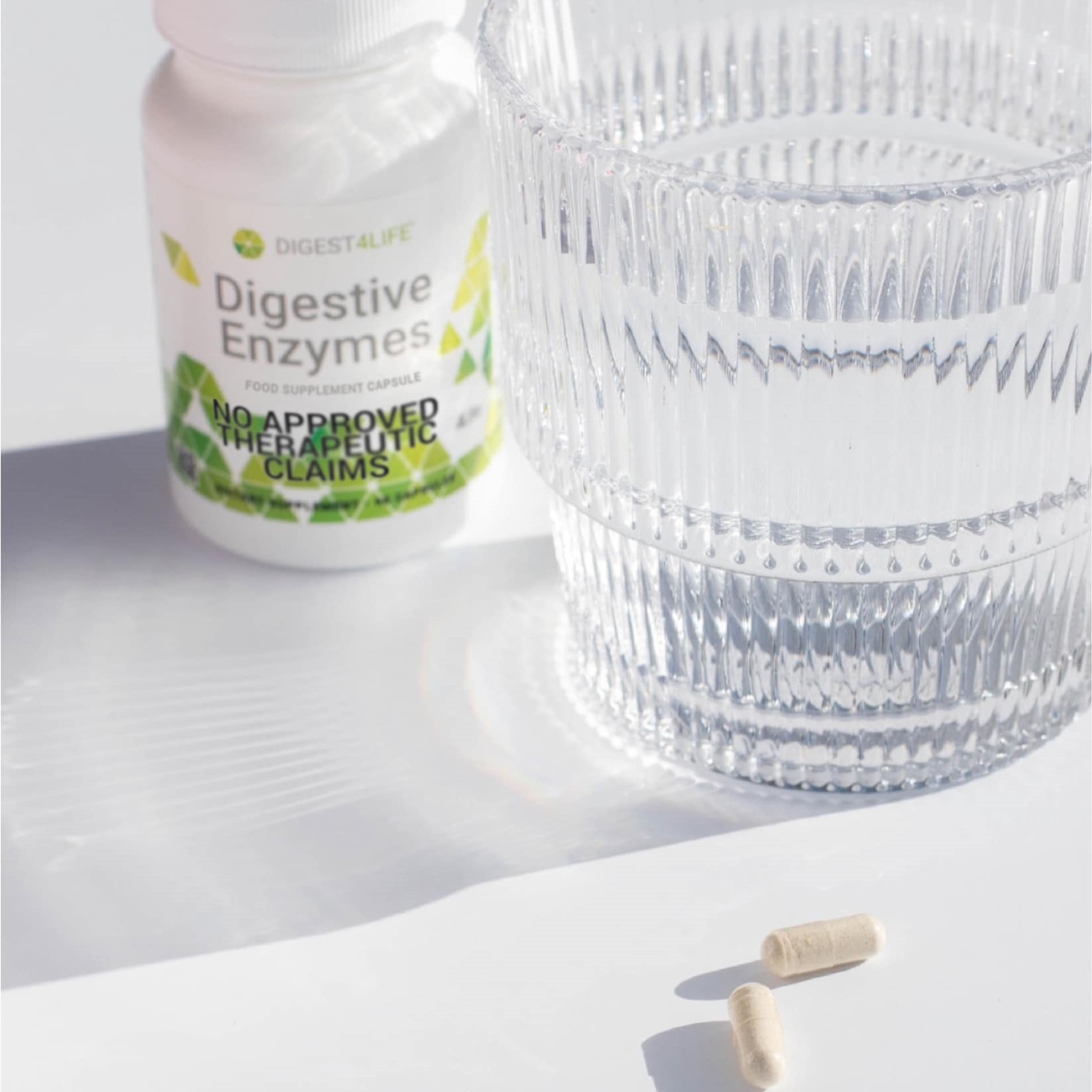 Digestive enzymes with glass